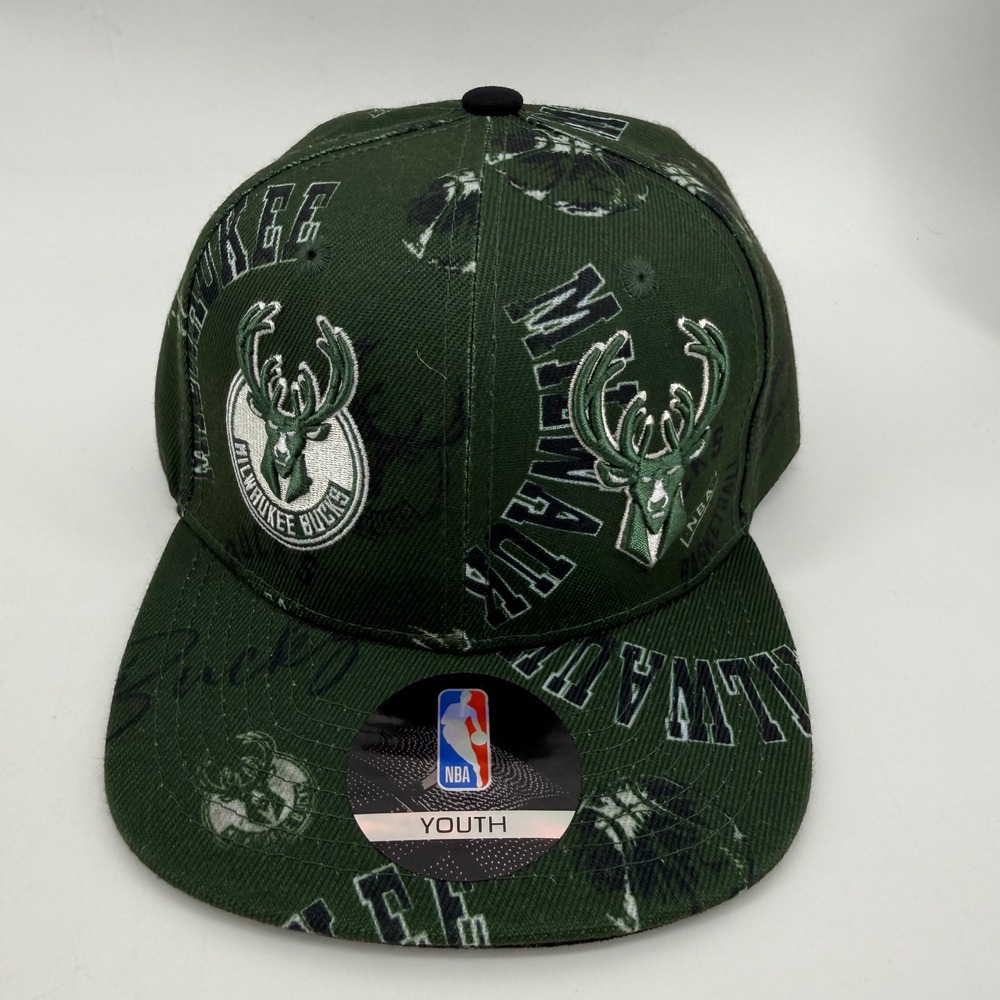 NBA Milwaukee Bucks Youth Snapback Hat Green All Over Print 9K2BOFJQQ-BCK NEW